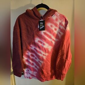 Girl's Art Class Crimson and White Tie-Dye Hoodie-NWT